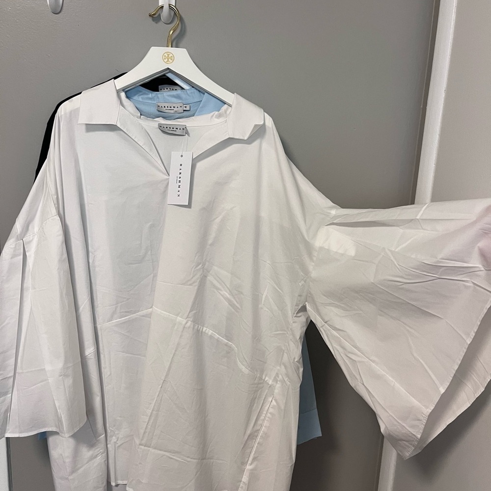 White Boxy Oversized Polo Blouse